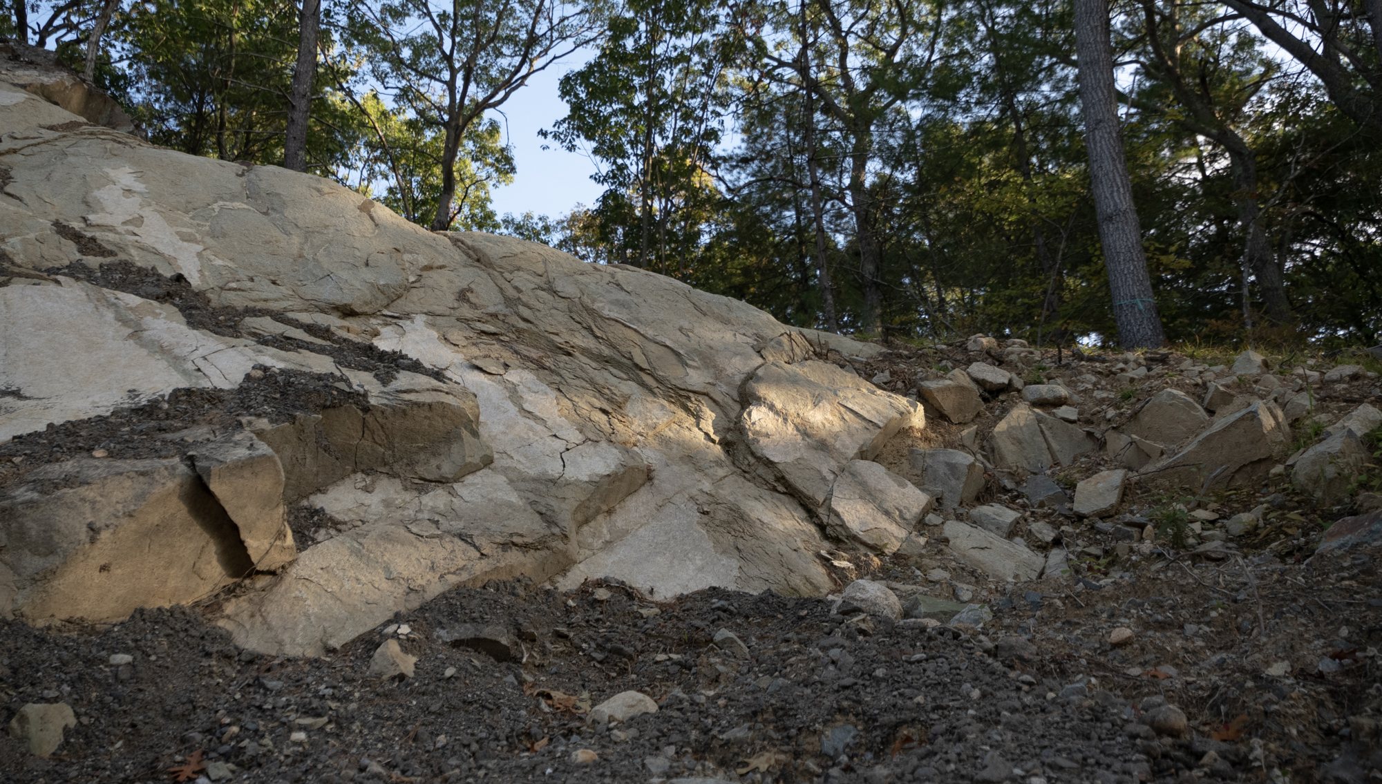 Ledge exposed along the road.