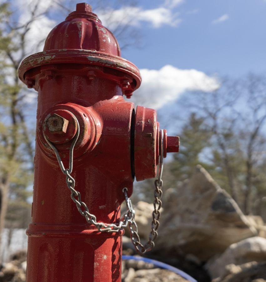 The fire hydrant at the end of the water line.