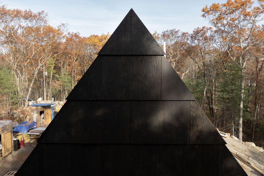 The gable end, fully shingled.