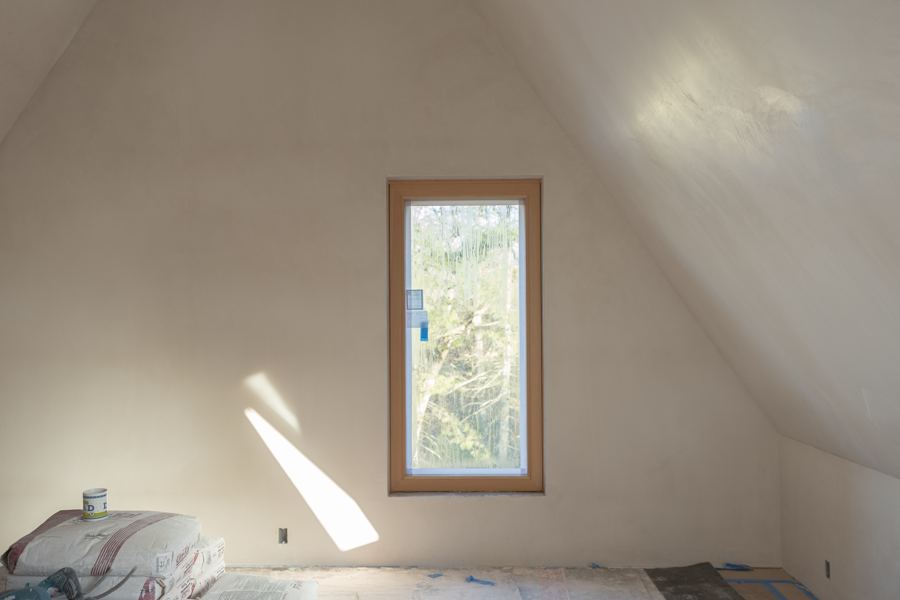 An upstairs room after plaster.